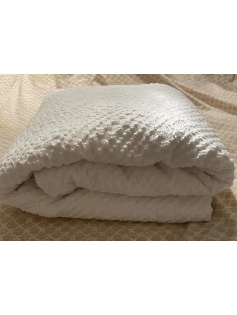 Lumatex Bedspread Made In Portugal TWIN Sz White Waffle Weave Texture 81” x 86”